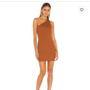 NWT NBD Brown One Shoulder Dress